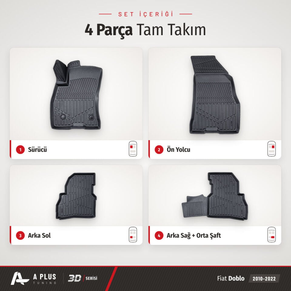 Fiat Doblo 3D Havuzlu Paspas 2010-2022