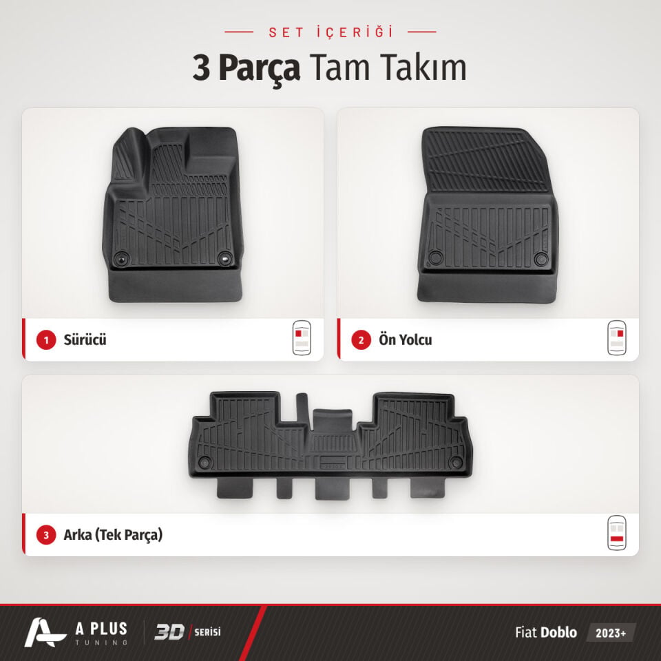 Fiat Doblo 3D Havuzlu Paspas 2023+
