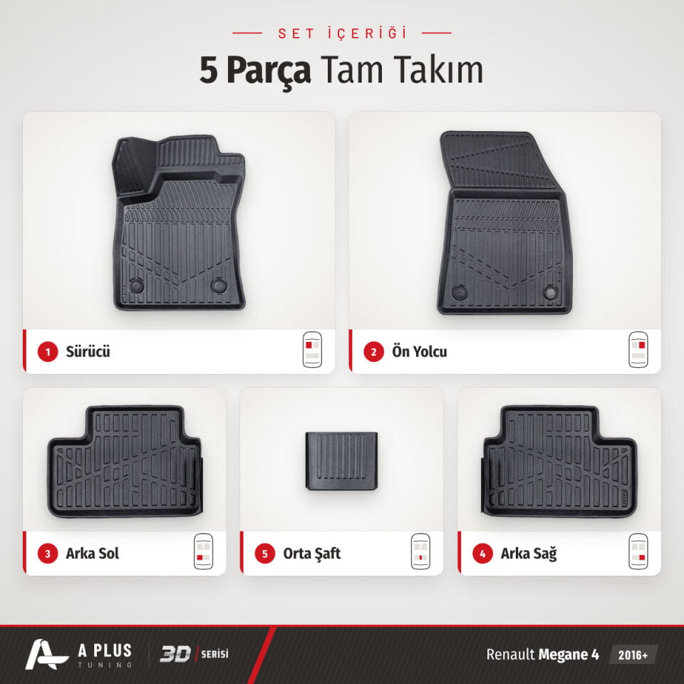 Renault Megane 4 3D Havuzlu Paspas 2016+