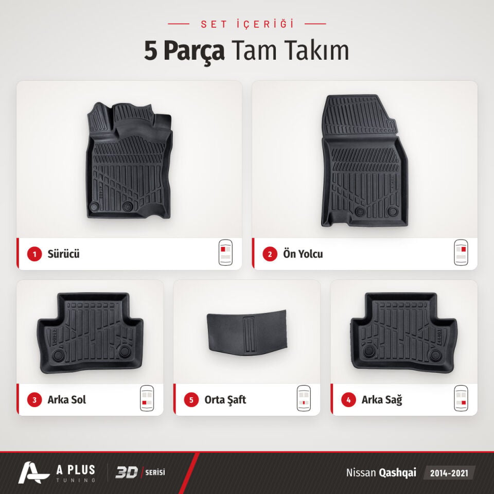 Nissan Qashqai 3D Havuzlu Paspas 2014-2021