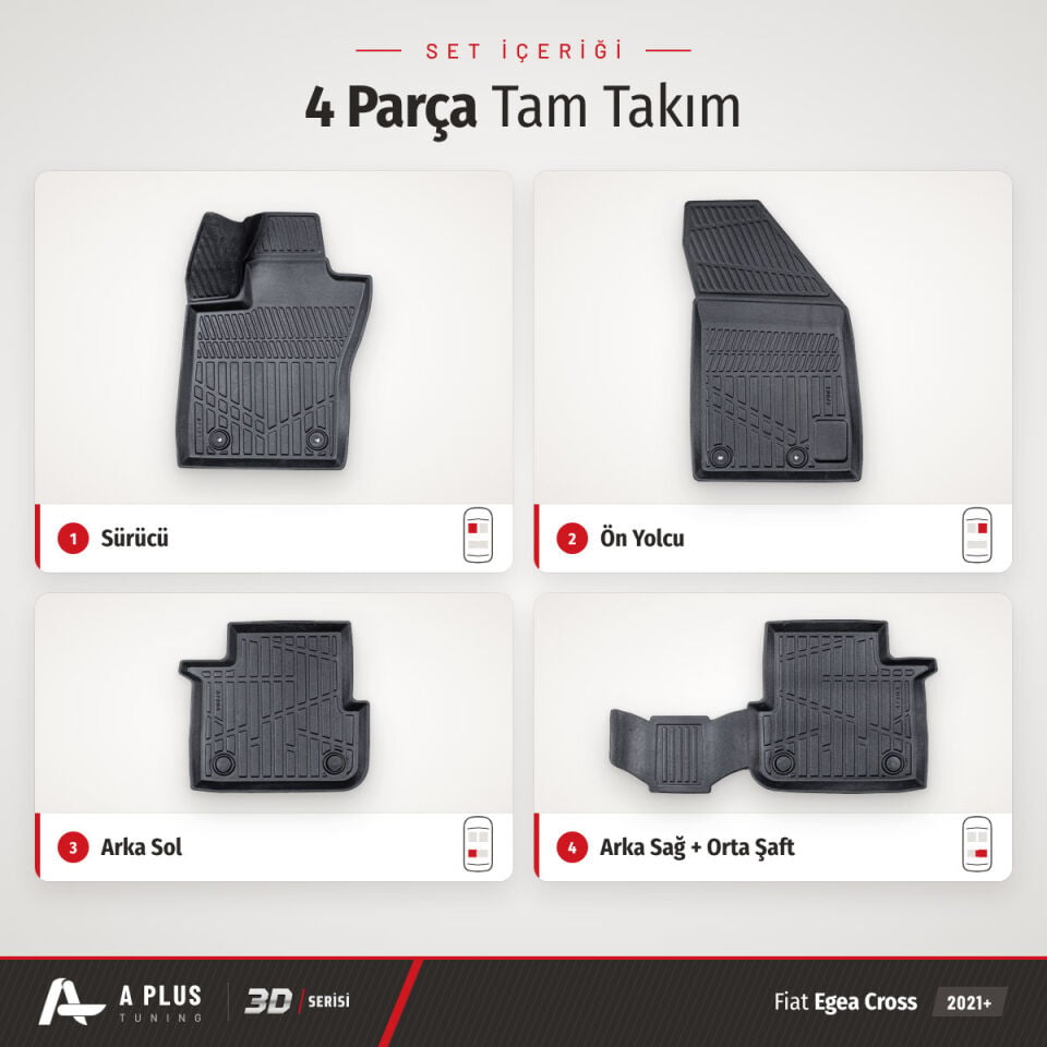 Fiat Egea Cross 3D Havuzlu Paspas 2021+