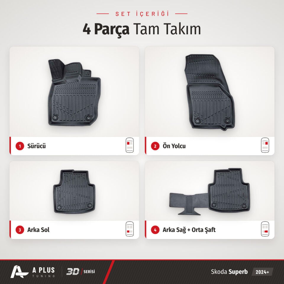 Skoda Superb 3D Havuzlu Paspas 2024+