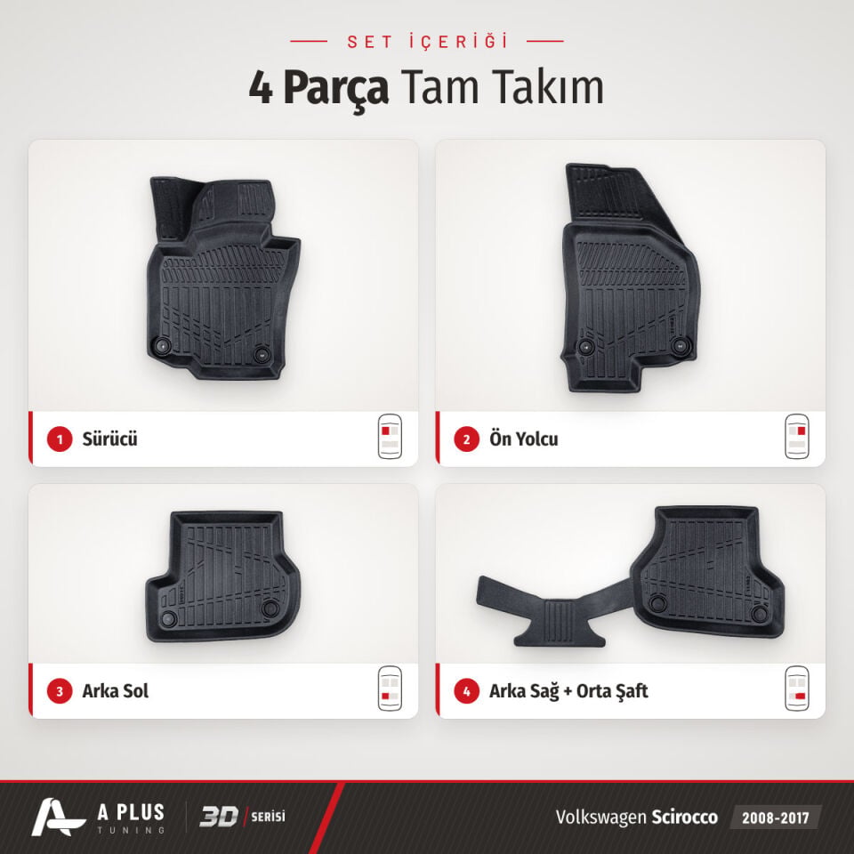 VW Scirocco 3D Havuzlu Paspas 2008-2017