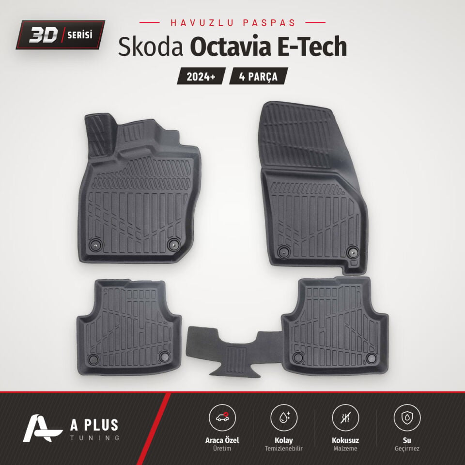 Skoda Octavia E-Tech 3D Havuzlu Paspas 2024+