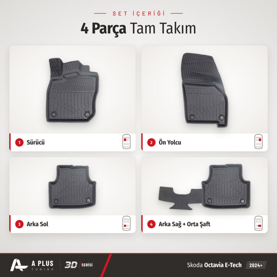Skoda Octavia E-Tech 3D Havuzlu Paspas 2024+