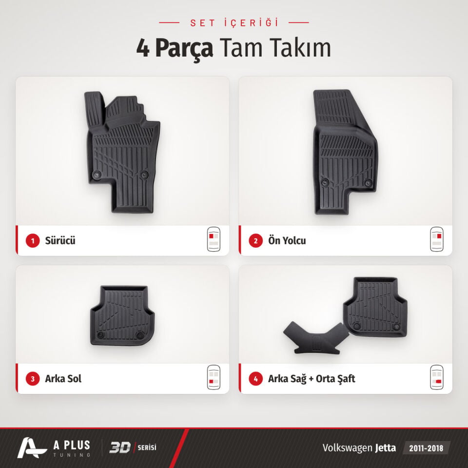 VW Jetta 3D Havuzlu Paspas 2011-2018