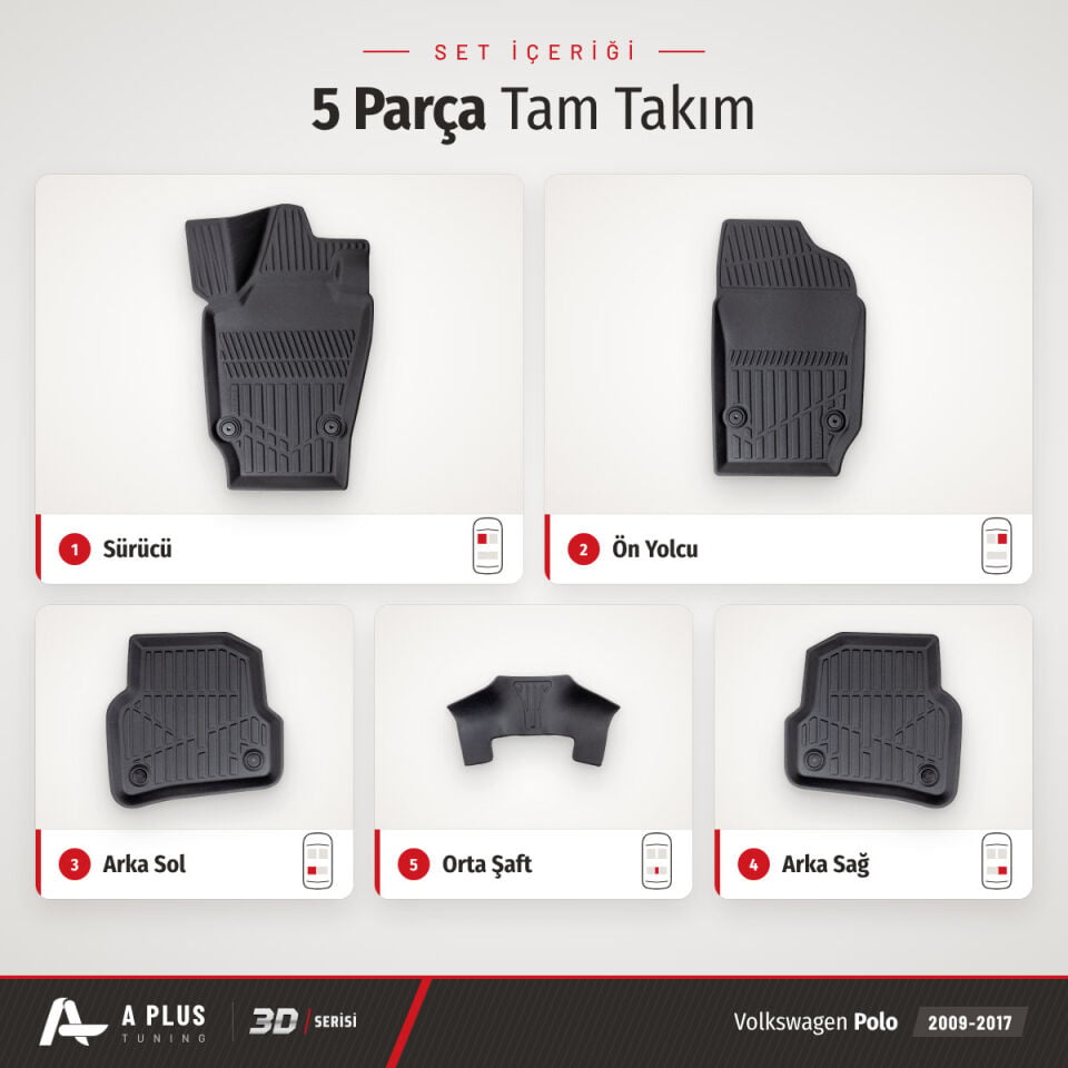 VW Polo 3D Havuzlu Paspas 2009-2017