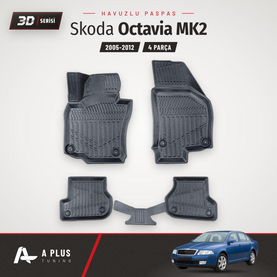 Skoda Octavia MK2 3D Havuzlu Paspas 2005-2012