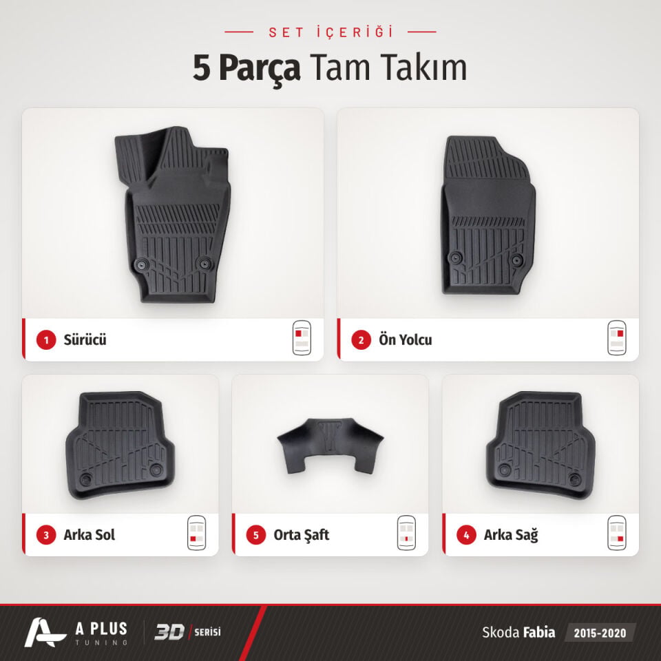 Skoda Fabia 3D Havuzlu Paspas 2015-2020