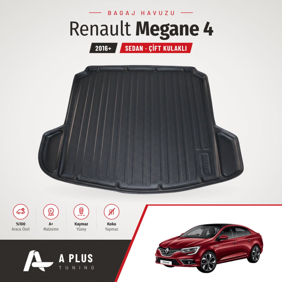 2016+ Renault Megane 4 Sedan Çift Kulaklı Bagaj Havuzu