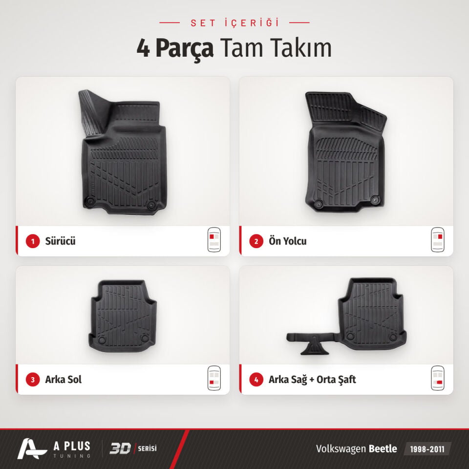 VW Beetle 3D Havuzlu Paspas 1998-2011